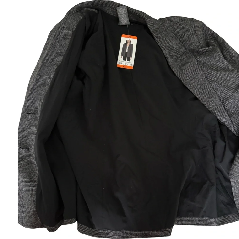 Matty M Ladies Classic Charcoal Dark Gray Classic Blazer NWT Size XXL